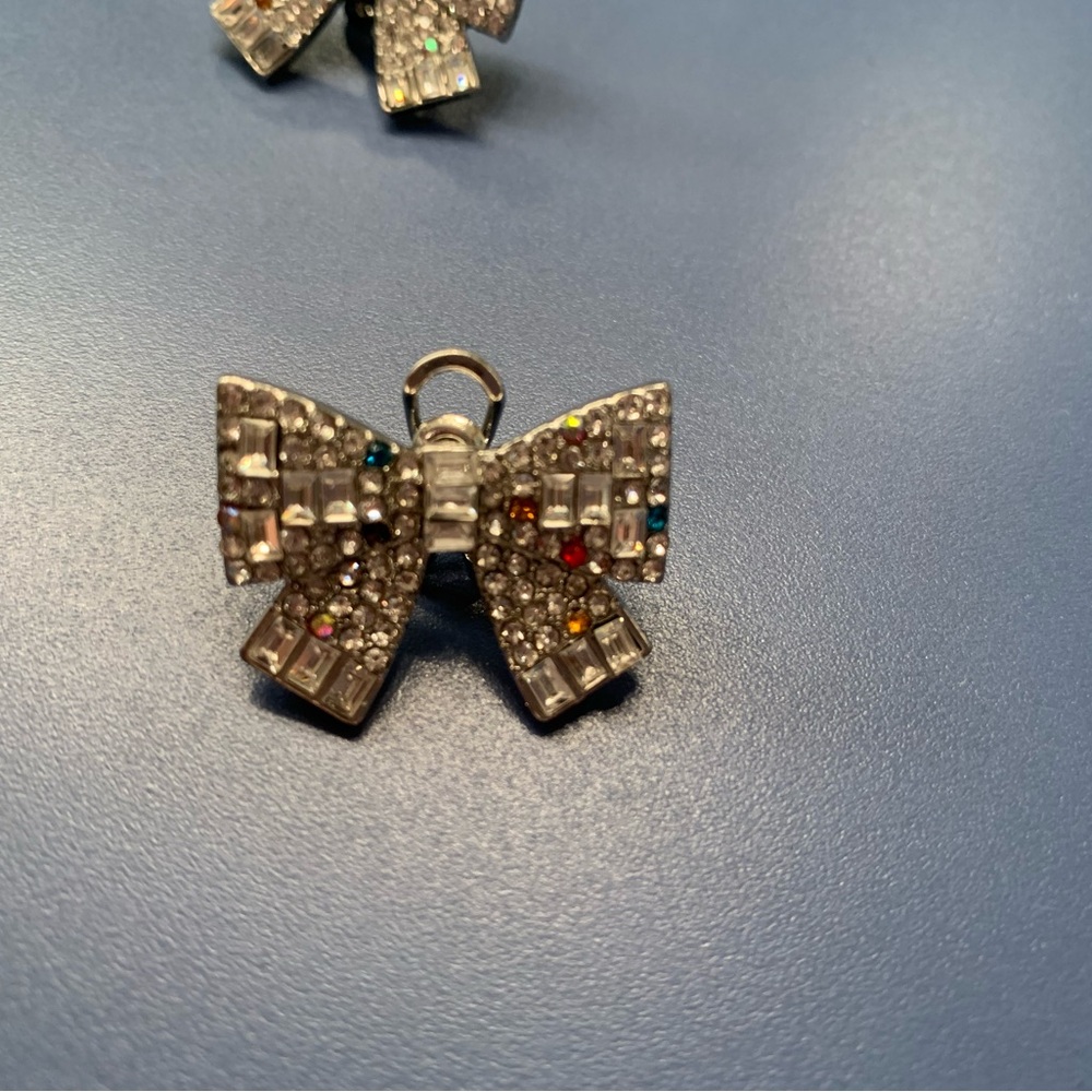 Betsy Johnson green, red and white crystal bow shaped… new without tags